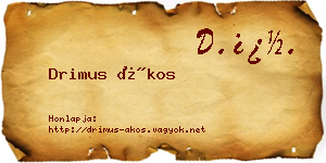 Drimus Ákos névjegykártya